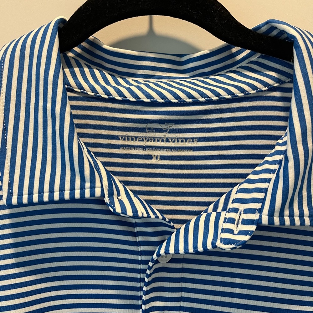 Vineyard Vines Blue and White Striped Polo - Picture 2 of 3